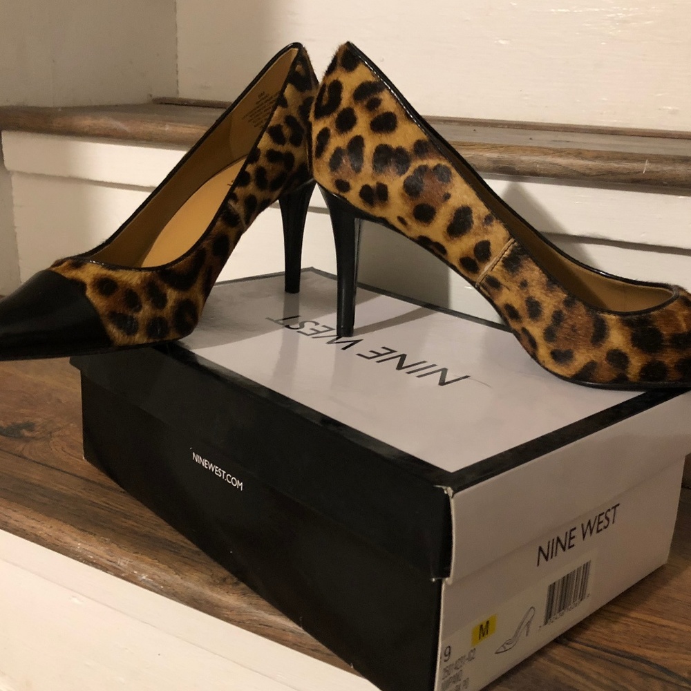 Nine West Faux Leopard Fur Heels